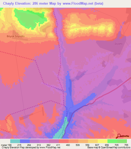 Chayly,Azerbaijan Elevation Map