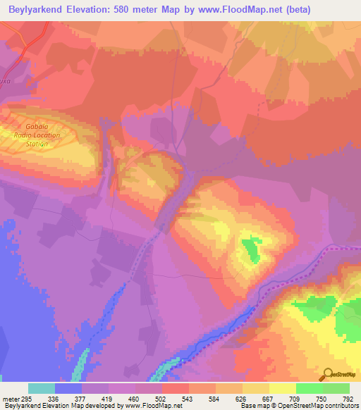 Beylyarkend,Azerbaijan Elevation Map