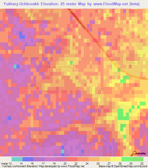 Yukhary-Uchkovakh,Azerbaijan Elevation Map