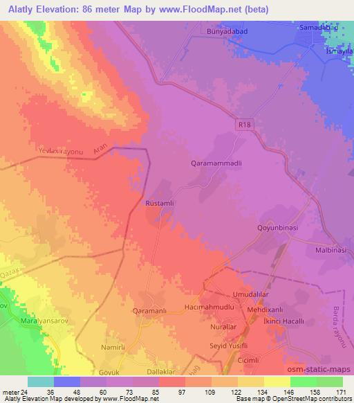 Alatly,Azerbaijan Elevation Map