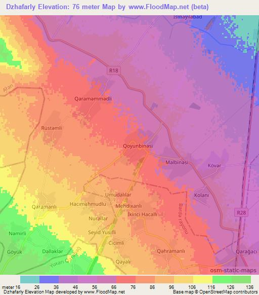Dzhafarly,Azerbaijan Elevation Map