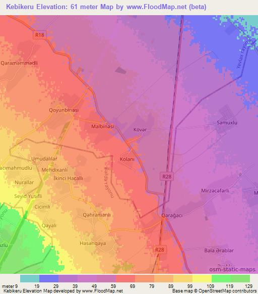 Kebikeru,Azerbaijan Elevation Map