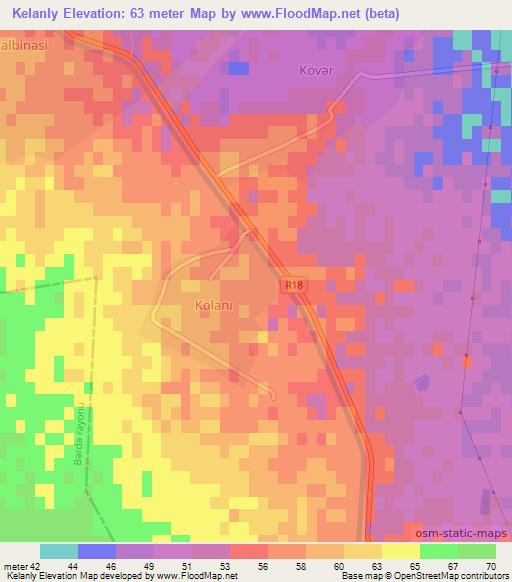 Kelanly,Azerbaijan Elevation Map