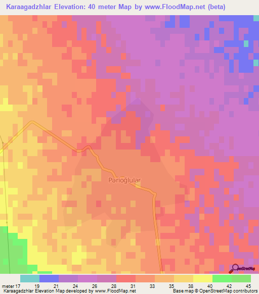 Karaagadzhlar,Azerbaijan Elevation Map