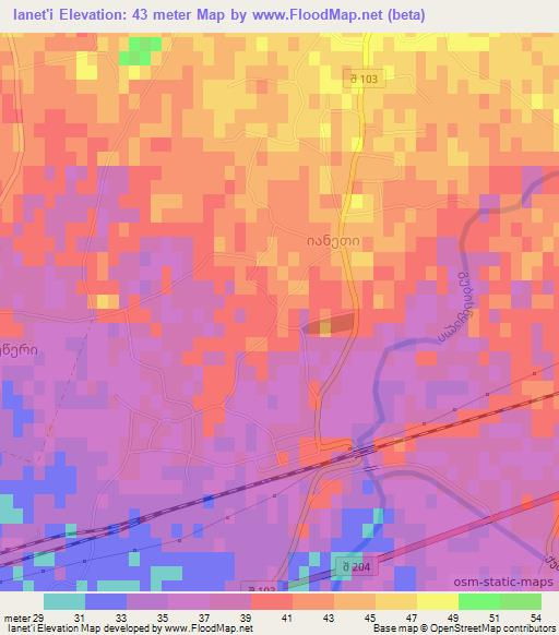 Ianet'i,Georgia Elevation Map