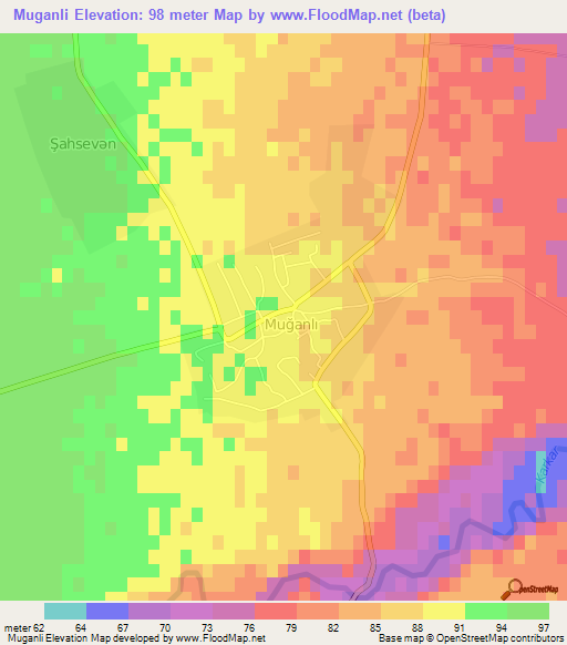 Muganli,Azerbaijan Elevation Map