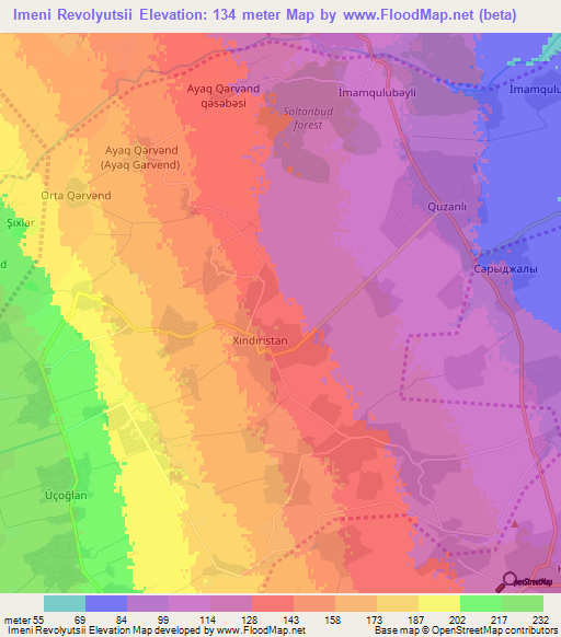 Imeni Revolyutsii,Azerbaijan Elevation Map