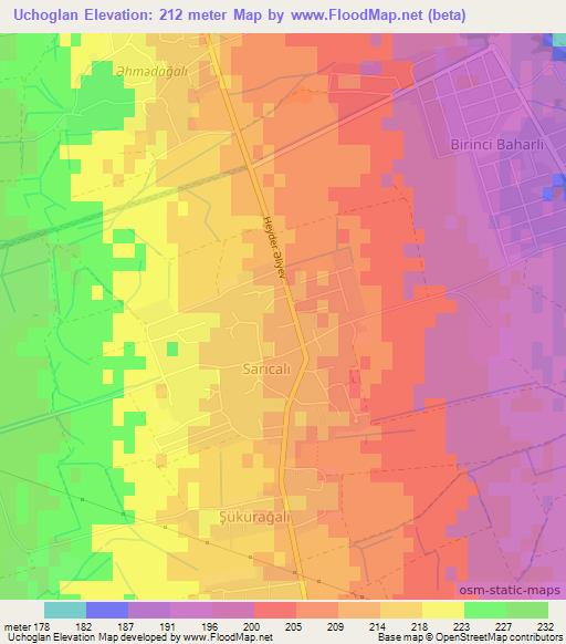 Uchoglan,Azerbaijan Elevation Map