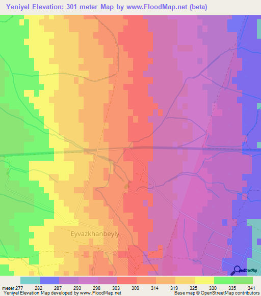 Yeniyel,Azerbaijan Elevation Map