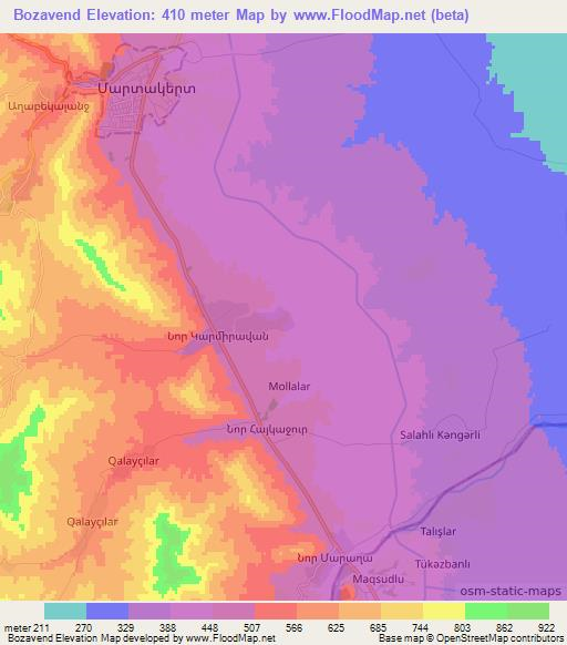 Bozavend,Azerbaijan Elevation Map