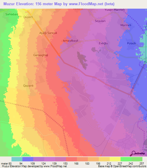 Muzur,Azerbaijan Elevation Map