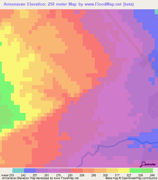 Armenavan,Azerbaijan Elevation Map