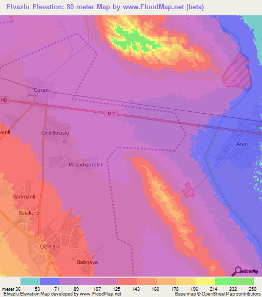 Elvazlu,Azerbaijan Elevation Map