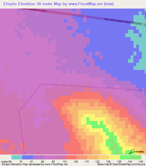 Elvazlu,Azerbaijan Elevation Map