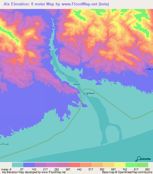Ais,Yemen Elevation Map