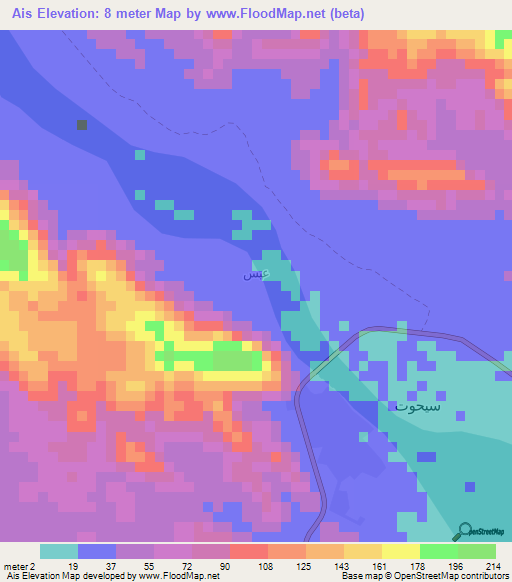Ais,Yemen Elevation Map