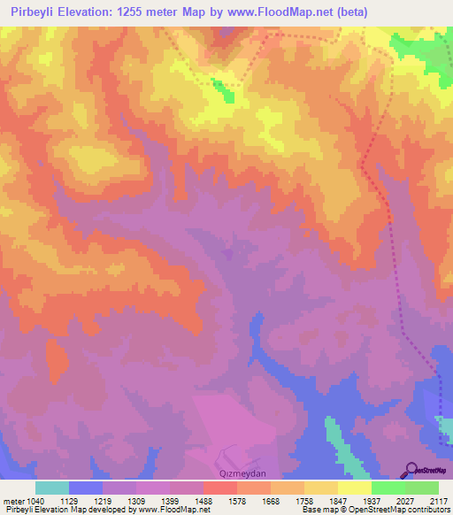 Pirbeyli,Azerbaijan Elevation Map