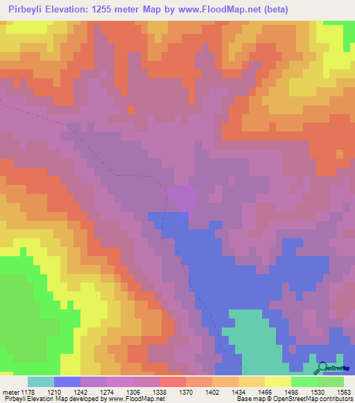 Pirbeyli,Azerbaijan Elevation Map