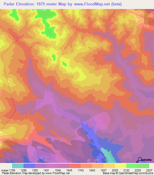 Padar,Azerbaijan Elevation Map