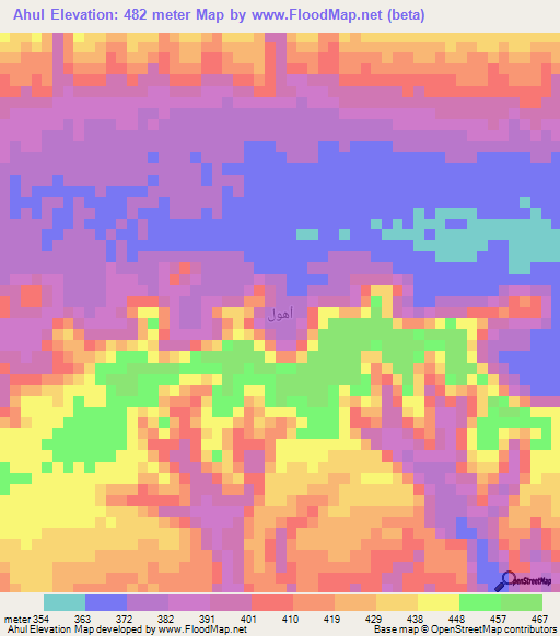 Ahul,Yemen Elevation Map