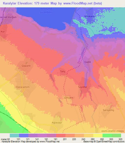 Karalylar,Azerbaijan Elevation Map