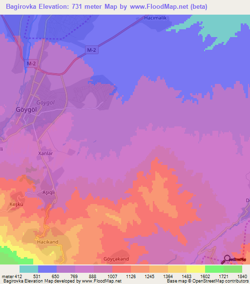 Bagirovka,Azerbaijan Elevation Map