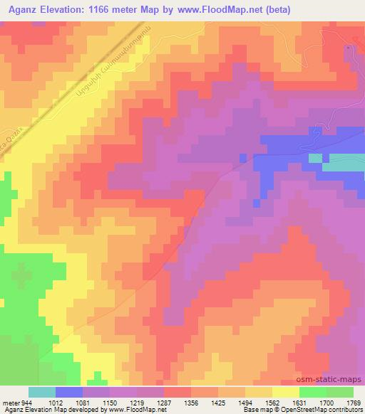 Aganz,Azerbaijan Elevation Map