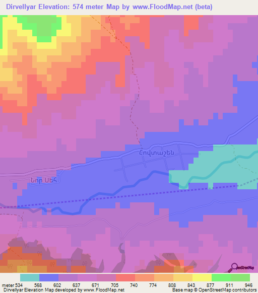 Dirvellyar,Azerbaijan Elevation Map