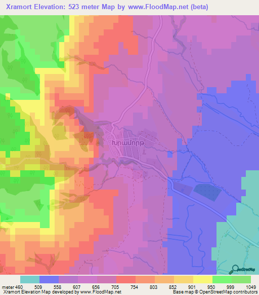 Xramort,Azerbaijan Elevation Map