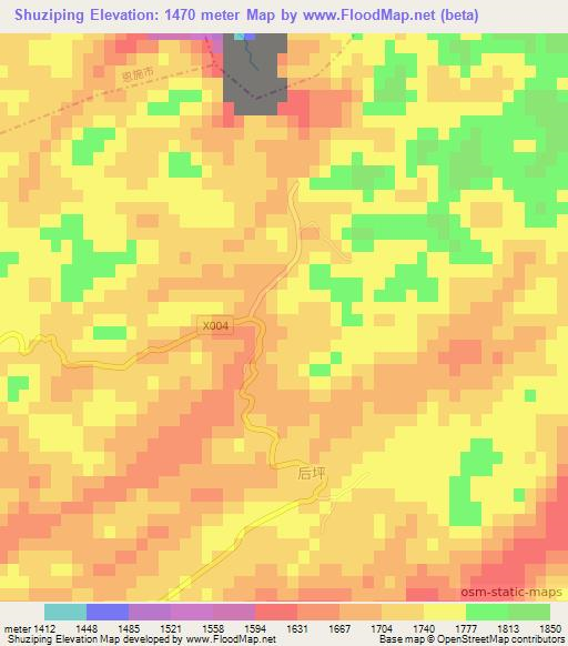 Shuziping,China Elevation Map