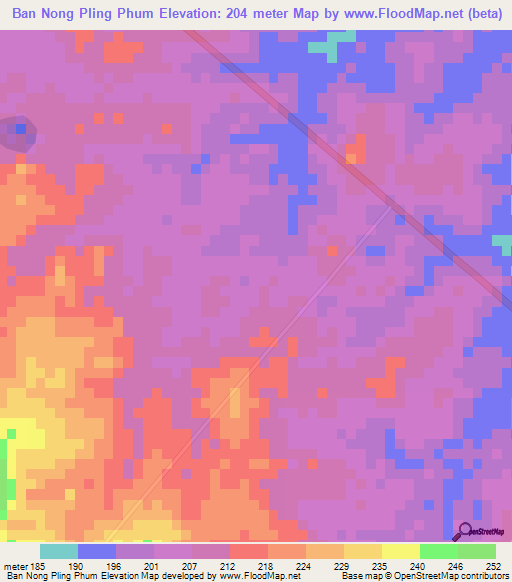 Ban Nong Pling Phum,Thailand Elevation Map