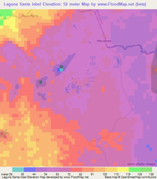 Laguna Santa Isbel,Nicaragua Elevation Map