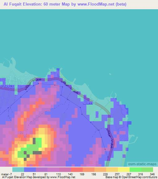 Al Fuqait,United Arab Emirates Elevation Map
