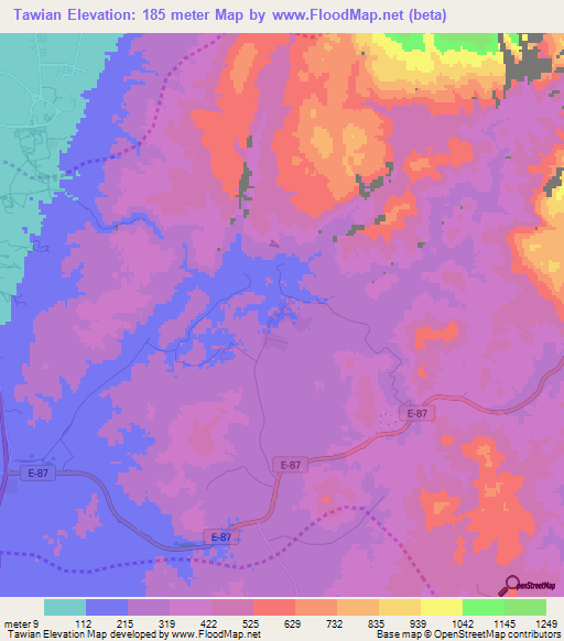 Tawian,United Arab Emirates Elevation Map