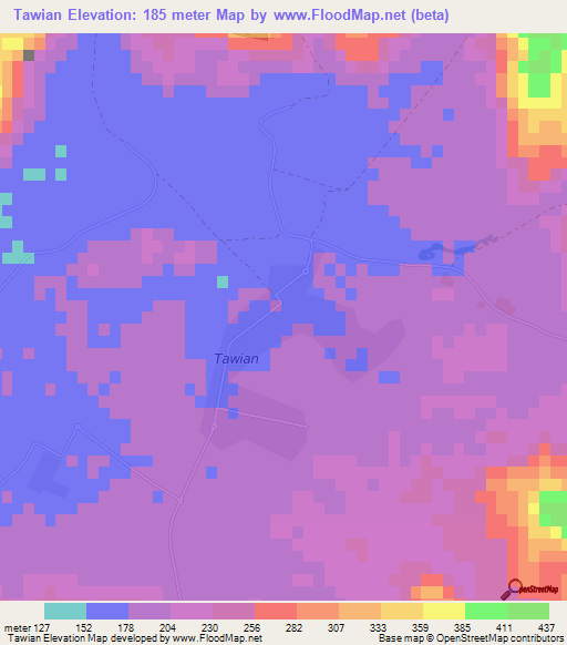 Tawian,United Arab Emirates Elevation Map