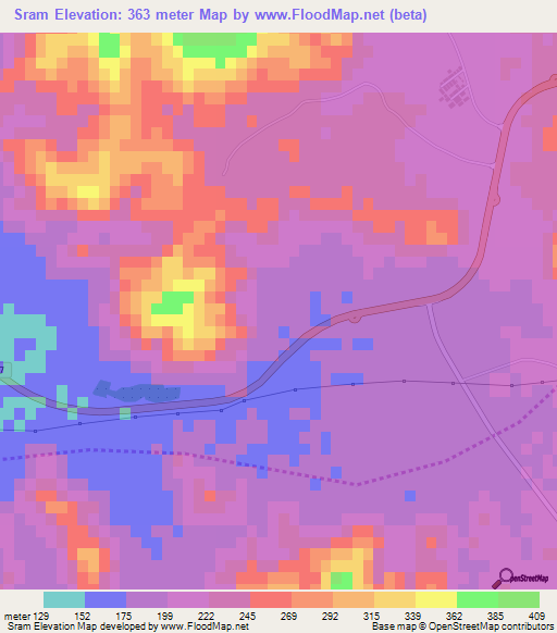 Sram,United Arab Emirates Elevation Map