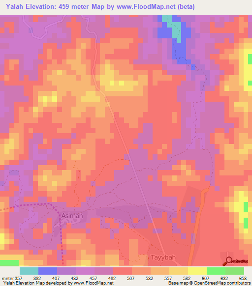 Yalah,United Arab Emirates Elevation Map