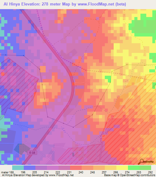 Al Hinya,United Arab Emirates Elevation Map