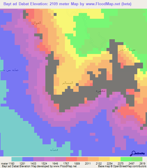 Bayt ad Dabat,Yemen Elevation Map
