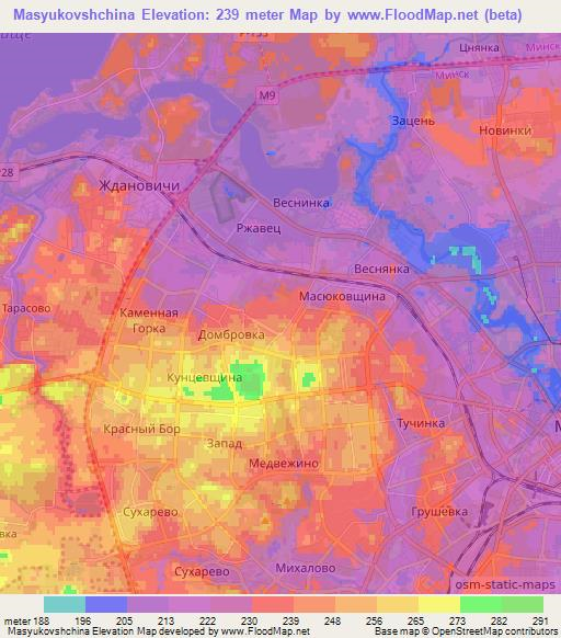 Masyukovshchina,Belarus Elevation Map
