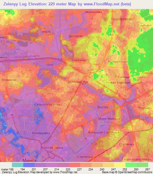 Zelenyy Lug,Belarus Elevation Map