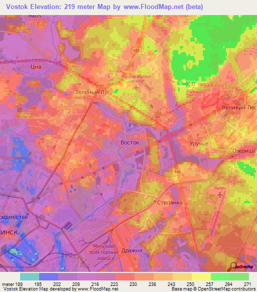 Vostok,Belarus Elevation Map