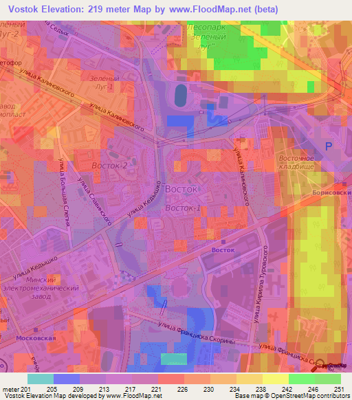 Vostok,Belarus Elevation Map