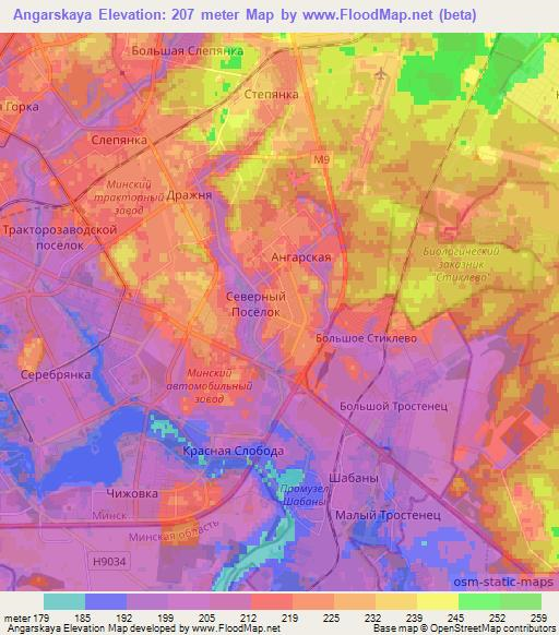 Angarskaya,Belarus Elevation Map