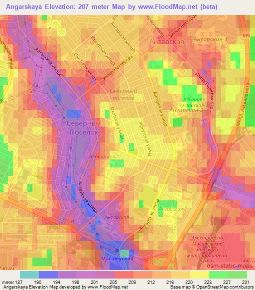 Angarskaya,Belarus Elevation Map