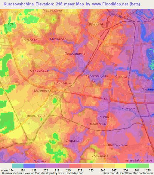 Kurasovshchina,Belarus Elevation Map