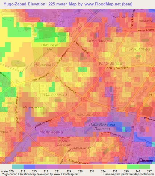 Yugo-Zapad,Belarus Elevation Map