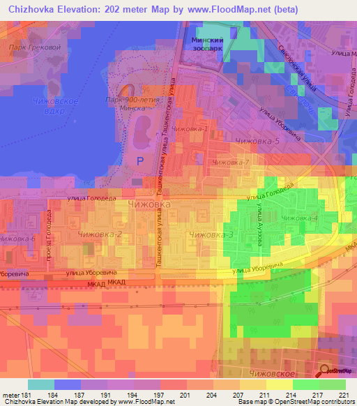 Chizhovka,Belarus Elevation Map