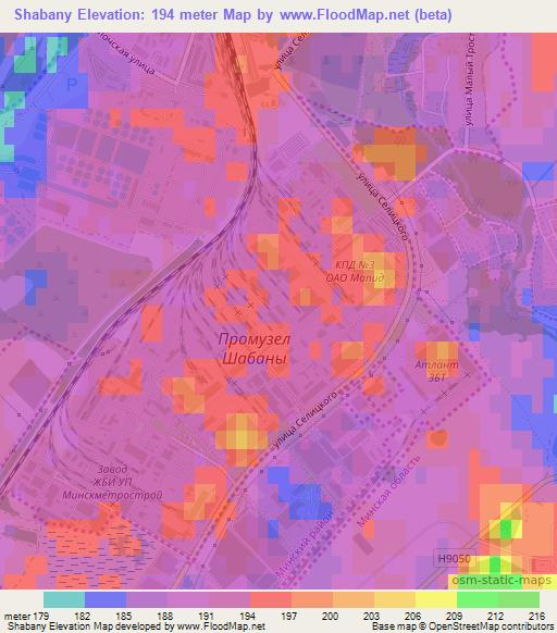 Shabany,Belarus Elevation Map