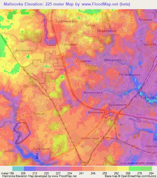 Malinovka,Belarus Elevation Map